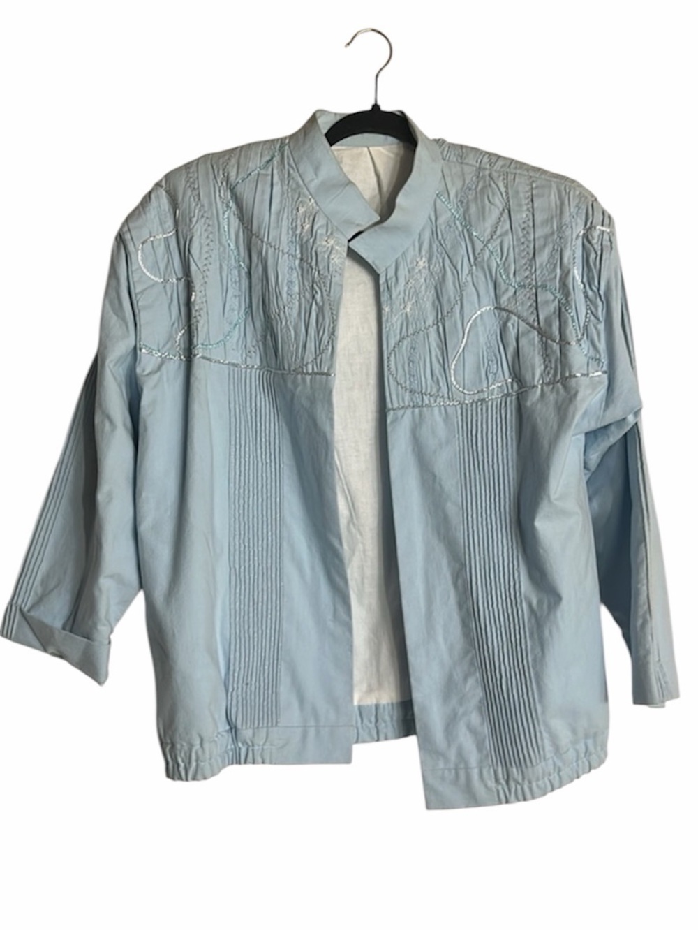 Vintage Blue Bomber Jacket Lightweight Casual, Fits L - Picture 4 of 13